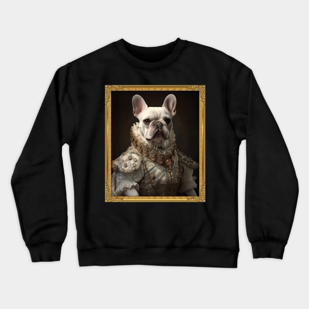 White French Bulldog - Medieval French Princess - Framed Crewneck Sweatshirt by HUH? Designs